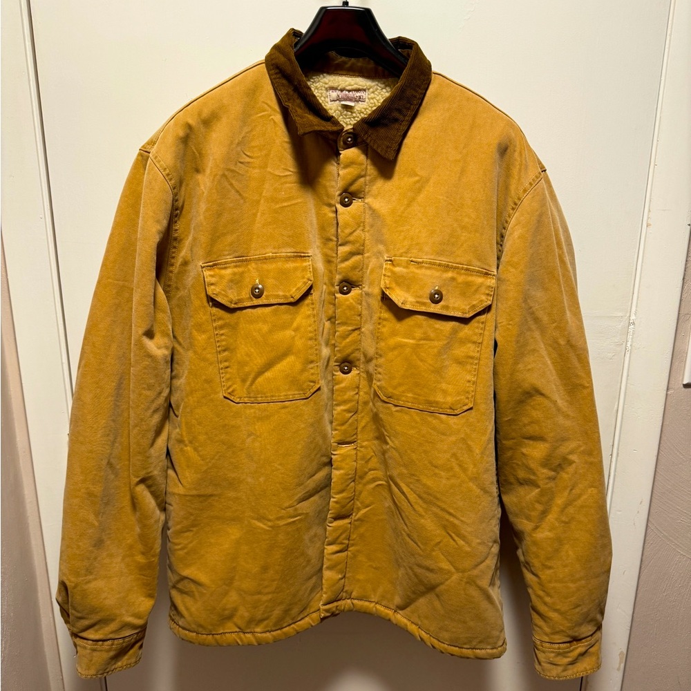 NEW $148 J CREW WALLACE & BARNES SHERPA LINED DUCK CANVAS SHIRT JACKET AT341 XL
